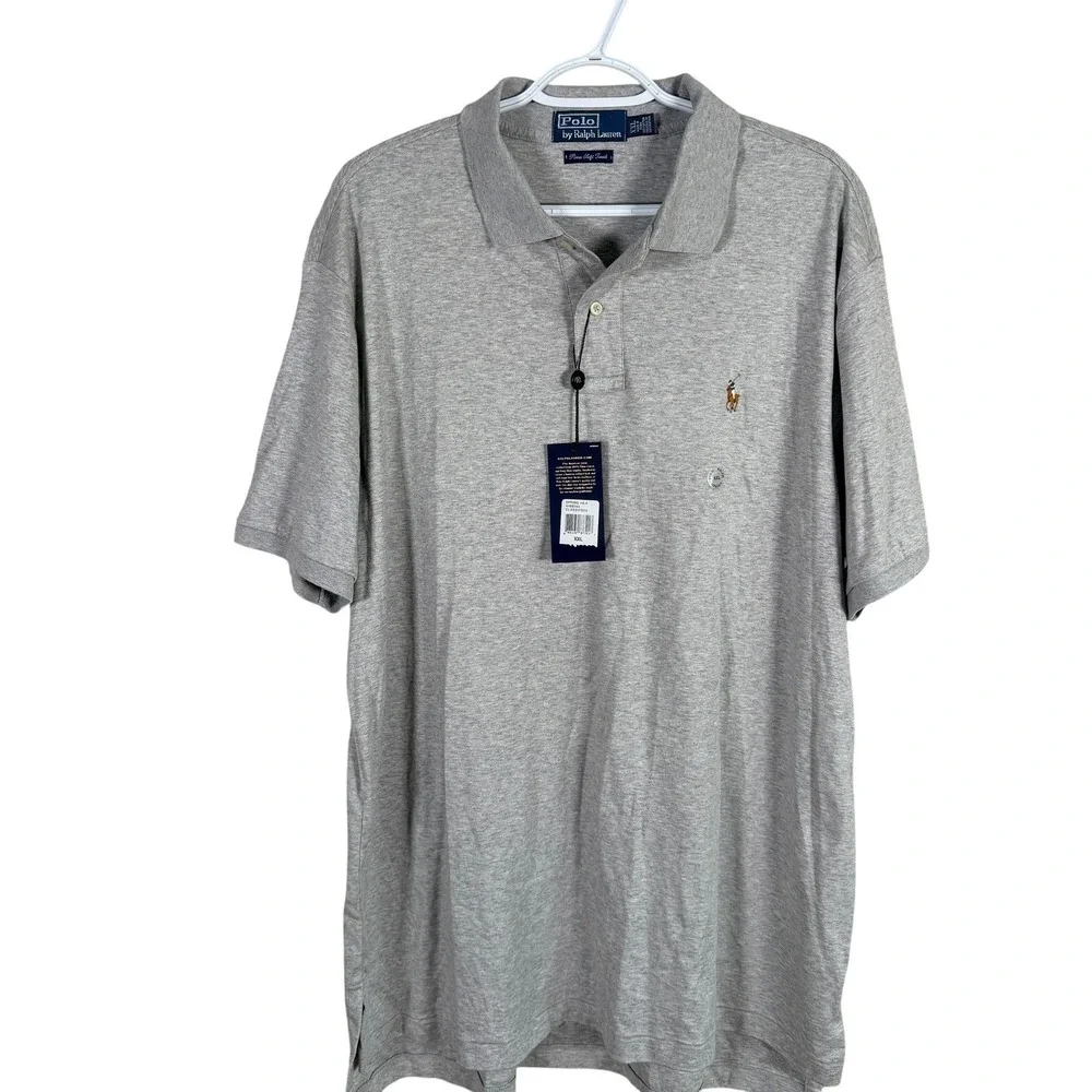 Polo Ralph Lauren Pima Soft Touch Shirt Mens XXL Grey Short Sleeve Flesh Pony